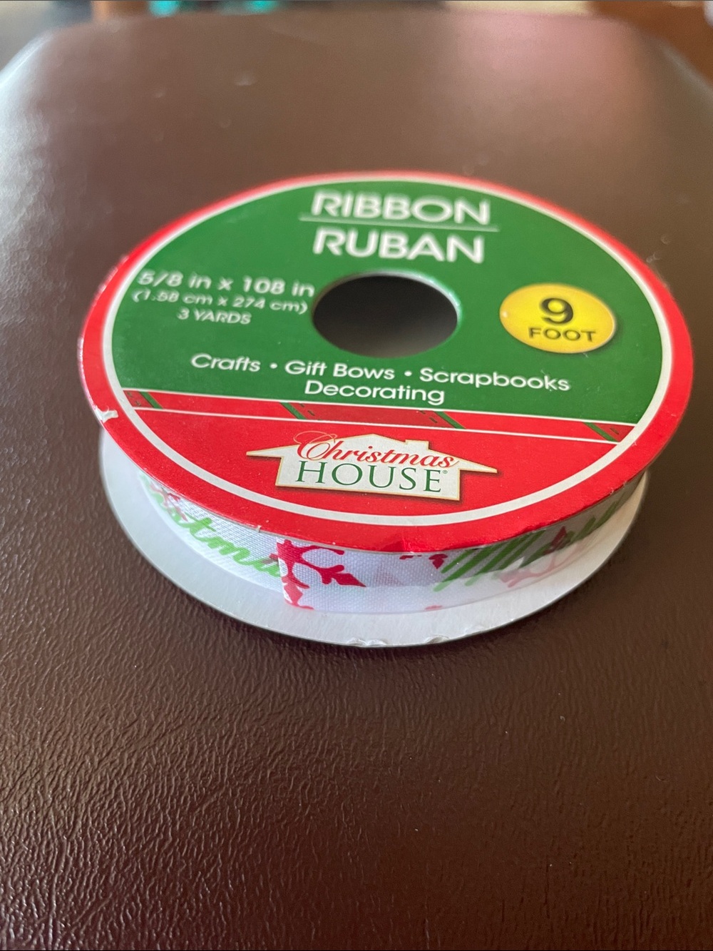 White & Red Merry Christmas Holiday Ribbon